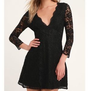 Lulu’s “We Will Dance” black lace dress
